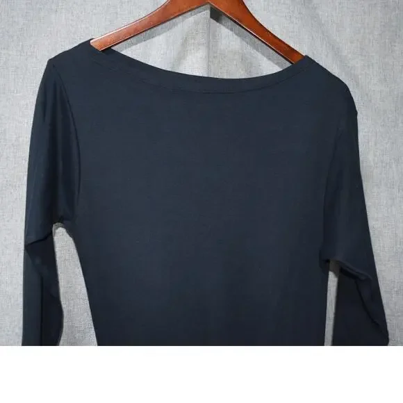 Elm Design Black Asymmetrical Long Sleeve Pima Cotton Dress Size 4 - Picture 2 of 4